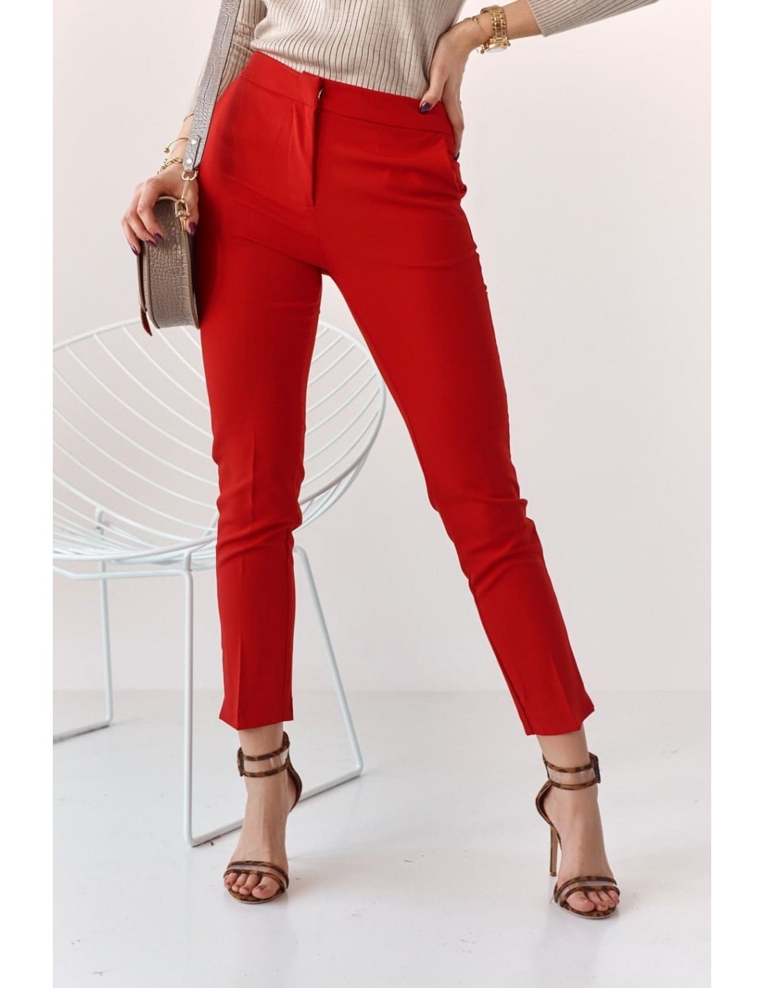 Elegante rote Hose mit Bügelfalte MP45138 – Online-Shop – Boutique